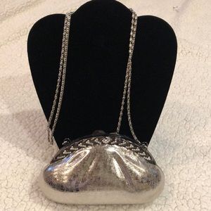 New Silver and Diamond Trim Evening Bag